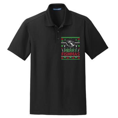 Ugly FISHING Christmas Bass Fish Apparel Merry Fishmas. Dry Zone Grid Polo