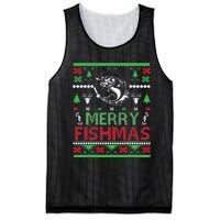 Ugly FISHING Christmas Bass Fish Apparel Merry Fishmas. Mesh Reversible Basketball Jersey Tank