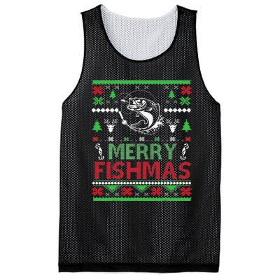 Ugly FISHING Christmas Bass Fish Apparel Merry Fishmas. Mesh Reversible Basketball Jersey Tank