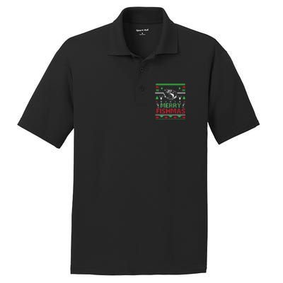 Ugly FISHING Christmas Bass Fish Apparel Merry Fishmas. PosiCharge RacerMesh Polo