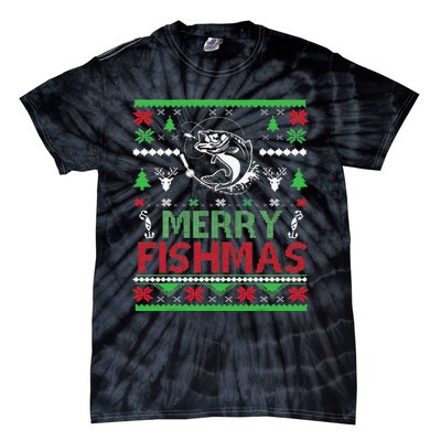 Ugly FISHING Christmas Bass Fish Apparel Merry Fishmas. Tie-Dye T-Shirt