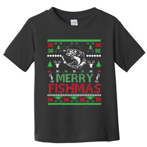 Ugly FISHING Christmas Bass Fish Apparel Merry Fishmas. Toddler T-Shirt