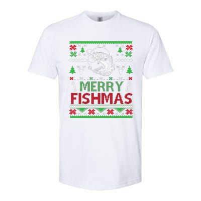 Ugly FISHING Christmas Bass Fish Apparel Merry Fishmas. Softstyle CVC T-Shirt