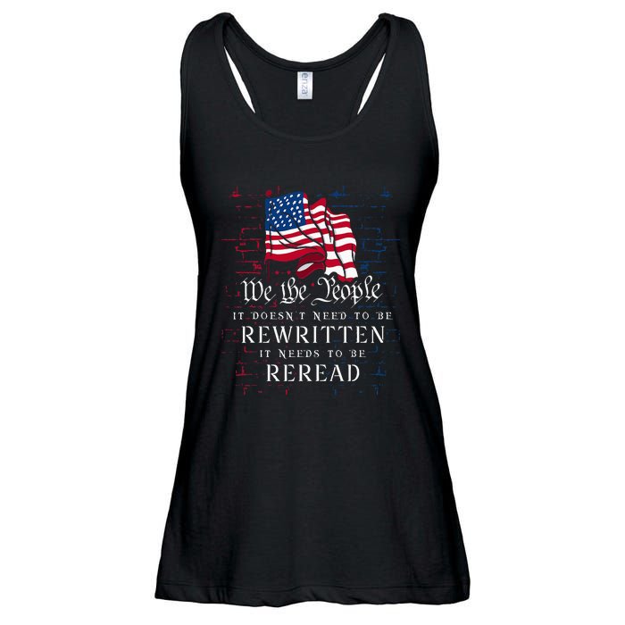 Us Flag Constitution Of The Usa Needs To Be Reread Ladies Essential Flowy Tank