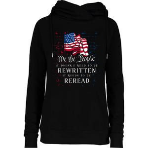 Us Flag Constitution Of The Usa Needs To Be Reread Womens Funnel Neck Pullover Hood