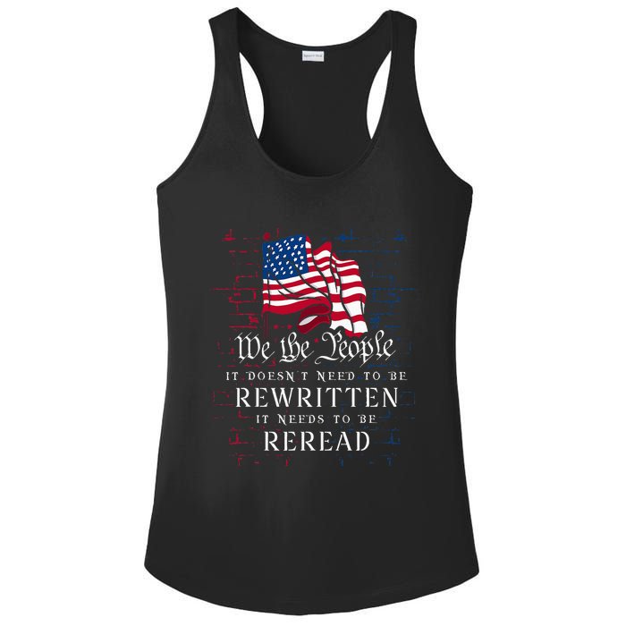 Us Flag Constitution Of The Usa Needs To Be Reread Ladies PosiCharge Competitor Racerback Tank