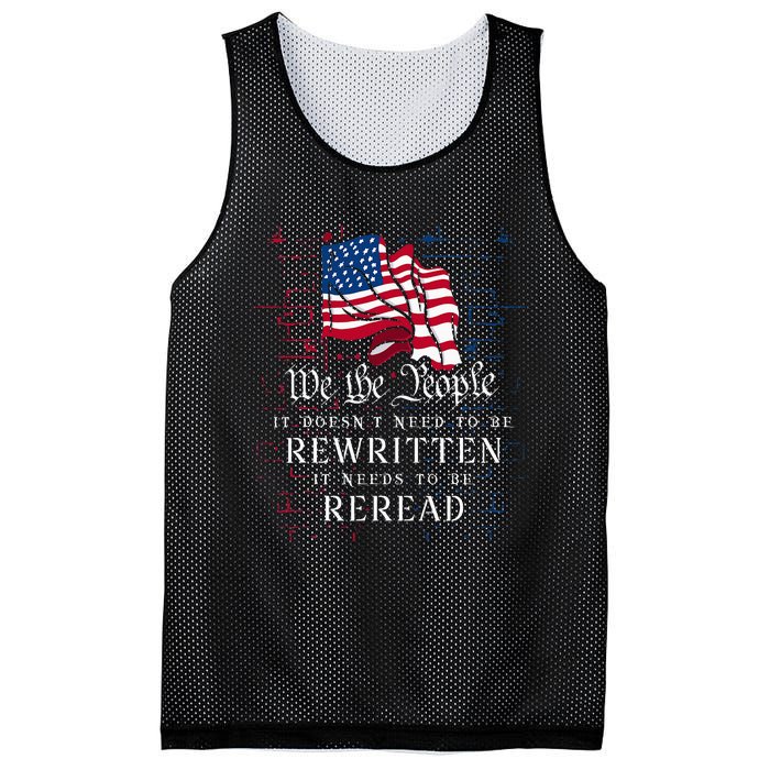 Us Flag Constitution Of The Usa Needs To Be Reread Mesh Reversible Basketball Jersey Tank