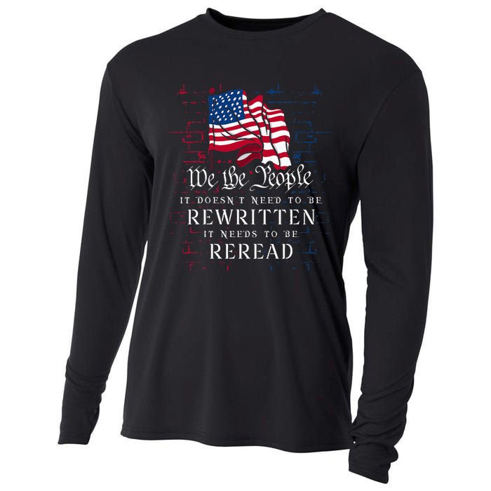 Us Flag Constitution Of The Usa Needs To Be Reread Cooling Performance Long Sleeve Crew