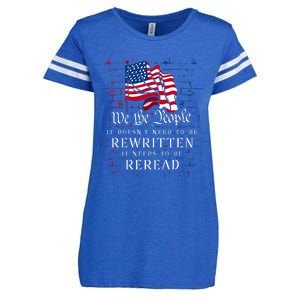 Us Flag Constitution Of The Usa Needs To Be Reread Enza Ladies Jersey Football T-Shirt