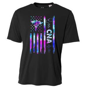 US Flag CNA Tie Dye Cute Certified Nursing Assistant Cooling Performance Crew T-Shirt