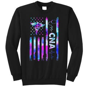 US Flag CNA Tie Dye Cute Certified Nursing Assistant Sweatshirt