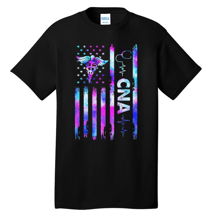 US Flag CNA Tie Dye Cute Certified Nursing Assistant Tall T-Shirt