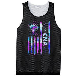 US Flag CNA Tie Dye Cute Certified Nursing Assistant Mesh Reversible Basketball Jersey Tank