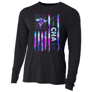 US Flag CNA Tie Dye Cute Certified Nursing Assistant Cooling Performance Long Sleeve Crew