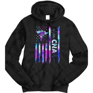 US Flag CNA Tie Dye Cute Certified Nursing Assistant Tie Dye Hoodie