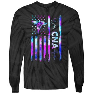 US Flag CNA Tie Dye Cute Certified Nursing Assistant Tie-Dye Long Sleeve Shirt