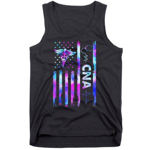 US Flag CNA Tie Dye Cute Certified Nursing Assistant Tank Top