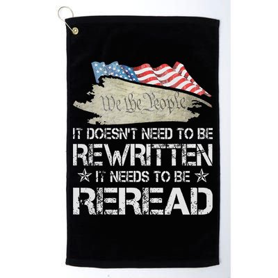 US Flag Constitution of the USA Needs To Be Reread Golf Towel