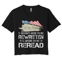 US Flag Constitution of the USA Needs To Be Reread Women's Crop Top Tee