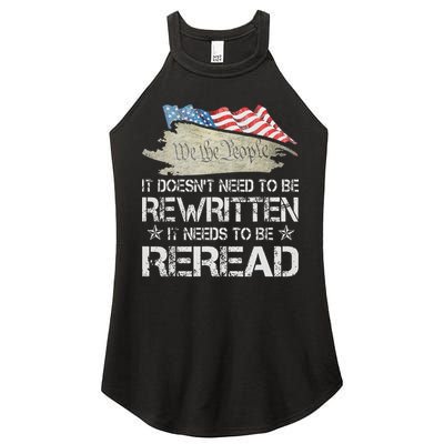 US Flag Constitution of the USA Needs To Be Reread Women's Perfect Tri Rocker Tank