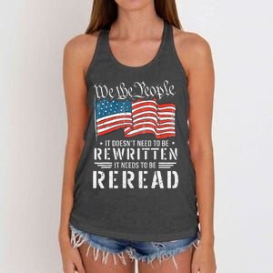 Us Flag Constitution Of The Usa Needs To Be Reread Women's Knotted Racerback Tank