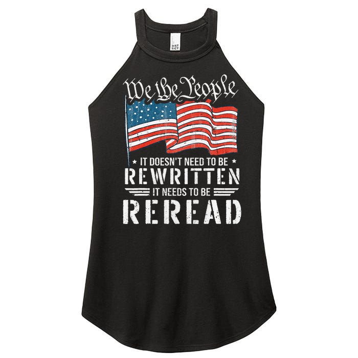 Us Flag Constitution Of The Usa Needs To Be Reread Women's Perfect Tri Rocker Tank