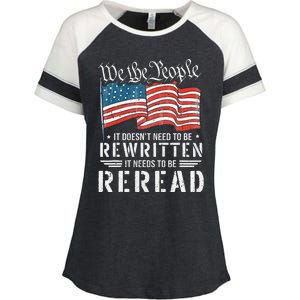 Us Flag Constitution Of The Usa Needs To Be Reread Enza Ladies Jersey Colorblock Tee