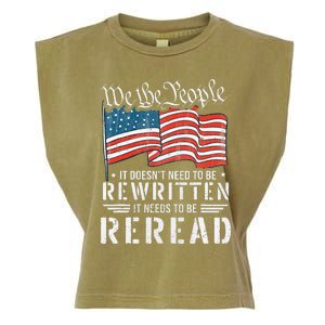 Us Flag Constitution Of The Usa Needs To Be Reread Garment-Dyed Women's Muscle Tee