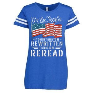 Us Flag Constitution Of The Usa Needs To Be Reread Enza Ladies Jersey Football T-Shirt