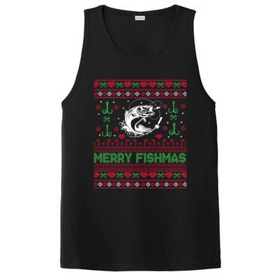 Ugly Fishing Christmas Bass Fish Merry Fishmas Funny Gift PosiCharge Competitor Tank