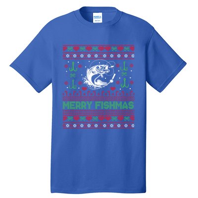 Ugly Fishing Christmas Bass Fish Merry Fishmas Funny Gift Tall T-Shirt