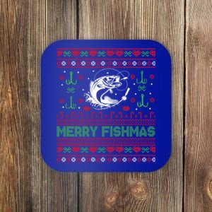 Ugly Fishing Christmas Bass Fish Merry Fishmas Funny Gift Coaster