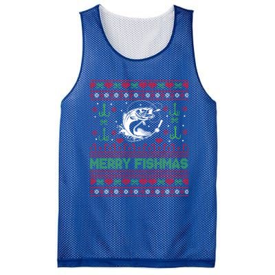 Ugly Fishing Christmas Bass Fish Merry Fishmas Funny Gift Mesh Reversible Basketball Jersey Tank