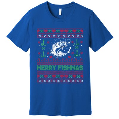 Ugly Fishing Christmas Bass Fish Merry Fishmas Funny Gift Premium T-Shirt