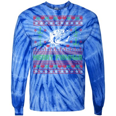 Ugly Fishing Christmas Bass Fish Merry Fishmas Funny Gift Tie-Dye Long Sleeve Shirt