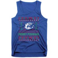 Ugly Fishing Christmas Bass Fish Merry Fishmas Funny Gift Tank Top