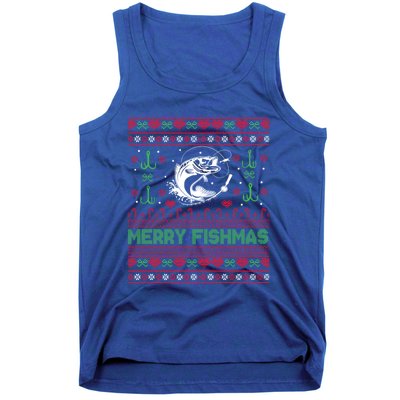 Ugly Fishing Christmas Bass Fish Merry Fishmas Funny Gift Tank Top