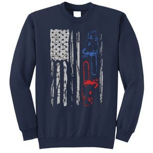 US FLAG CHAINSAW Lumberjack Logger Lumber Gift Tee Sweatshirt