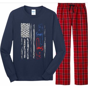 US FLAG CHAINSAW Lumberjack Logger Lumber Gift Tee Long Sleeve Pajama Set