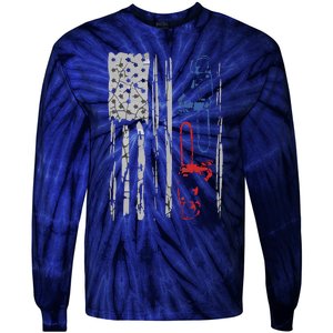 US FLAG CHAINSAW Lumberjack Logger Lumber Gift Tee Tie-Dye Long Sleeve Shirt