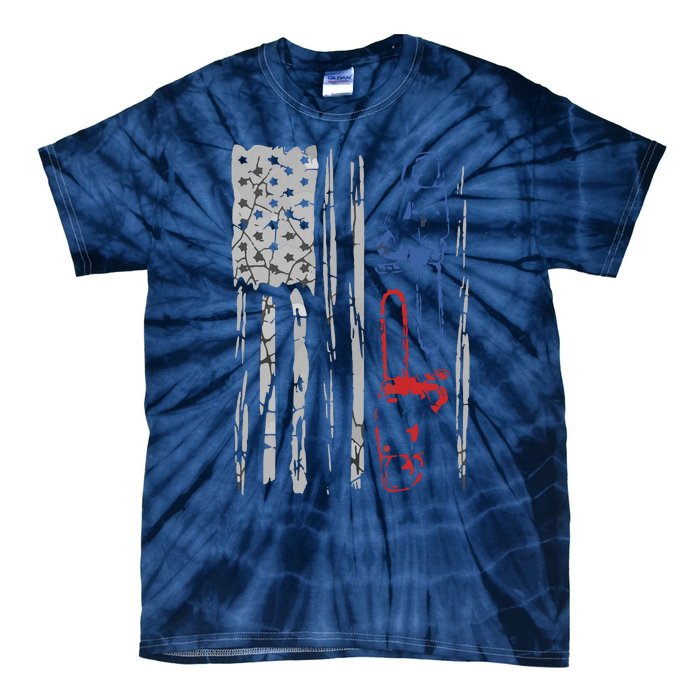 US FLAG CHAINSAW Lumberjack Logger Lumber Gift Tee Tie-Dye T-Shirt