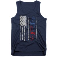 US FLAG CHAINSAW Lumberjack Logger Lumber Gift Tee Tank Top