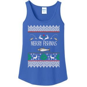 Ugly Fishing Christmas Bass Fish Merry Fishmas Funny Gift Ladies Essential Tank