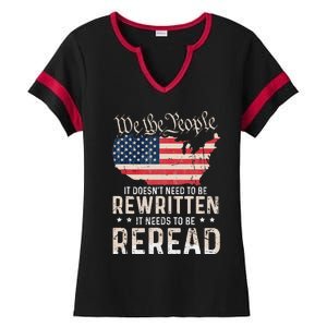 US Flag Constitution of the USA Needs To Be Reread Ladies Halftime Notch Neck Tee