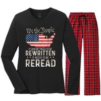 US Flag Constitution of the USA Needs To Be Reread Women's Long Sleeve Flannel Pajama Set 