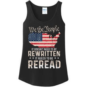 US Flag Constitution of the USA Needs To Be Reread Ladies Essential Tank