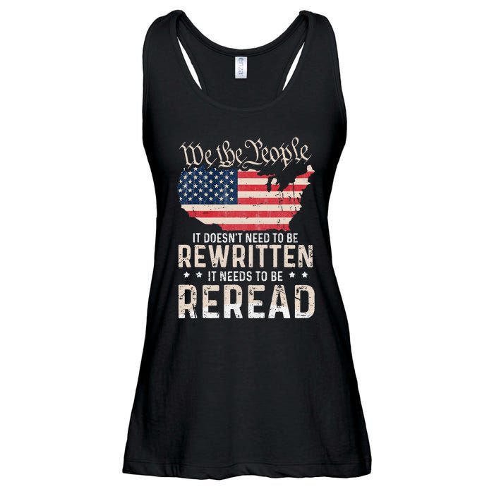 US Flag Constitution of the USA Needs To Be Reread Ladies Essential Flowy Tank