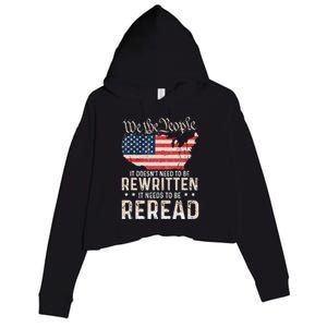 US Flag Constitution of the USA Needs To Be Reread Crop Fleece Hoodie