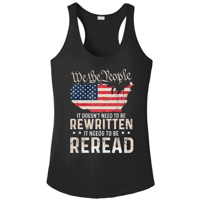 US Flag Constitution of the USA Needs To Be Reread Ladies PosiCharge Competitor Racerback Tank