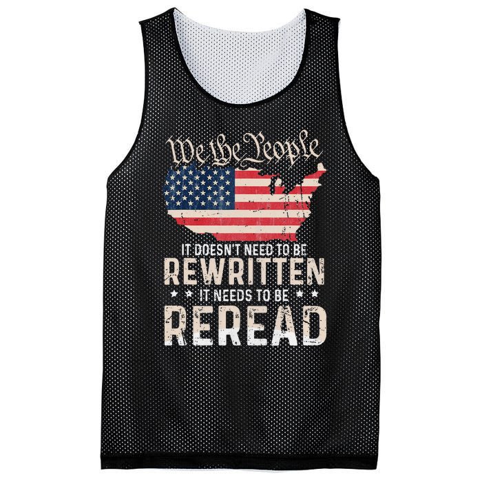 US Flag Constitution of the USA Needs To Be Reread Mesh Reversible Basketball Jersey Tank